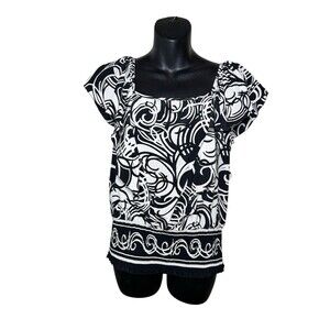 White House Black Market 100% Silk Flutter Sleeve Blouse Size M